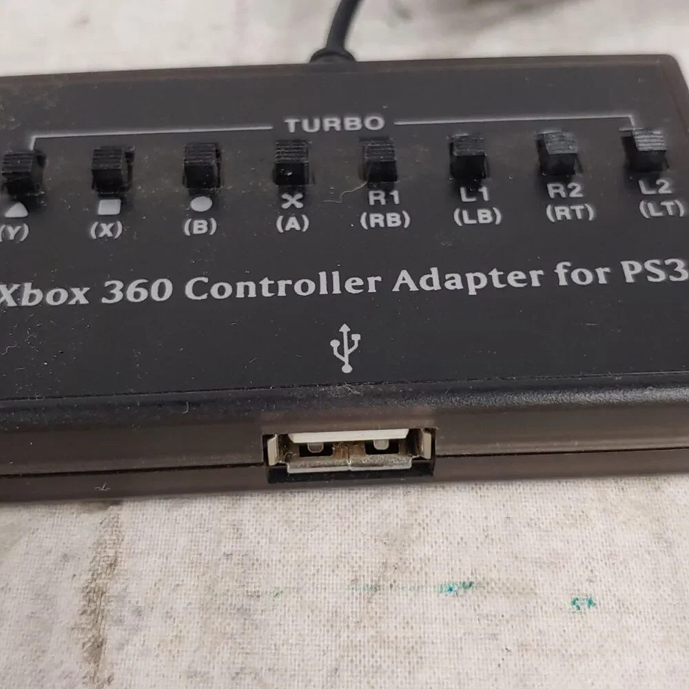 Xbox 360 Controller Adapter For PlayStation 3 Turbo Black - TESTED WORKING